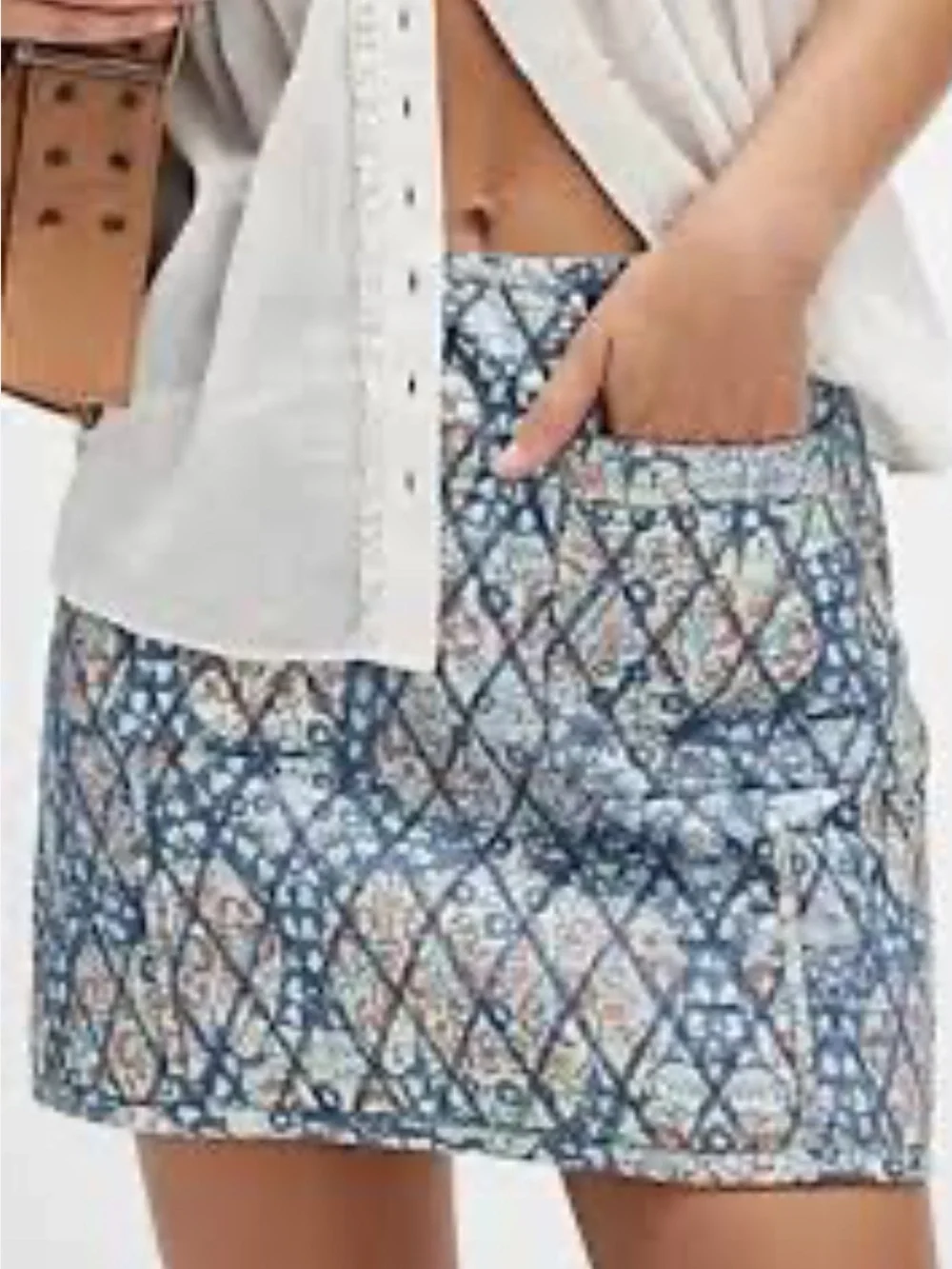 Free People Blue Multi Paisley Mini Skirt